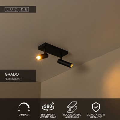Lucide GRADO - Plafondspot - 2xGU10 (MR11) - Zwart